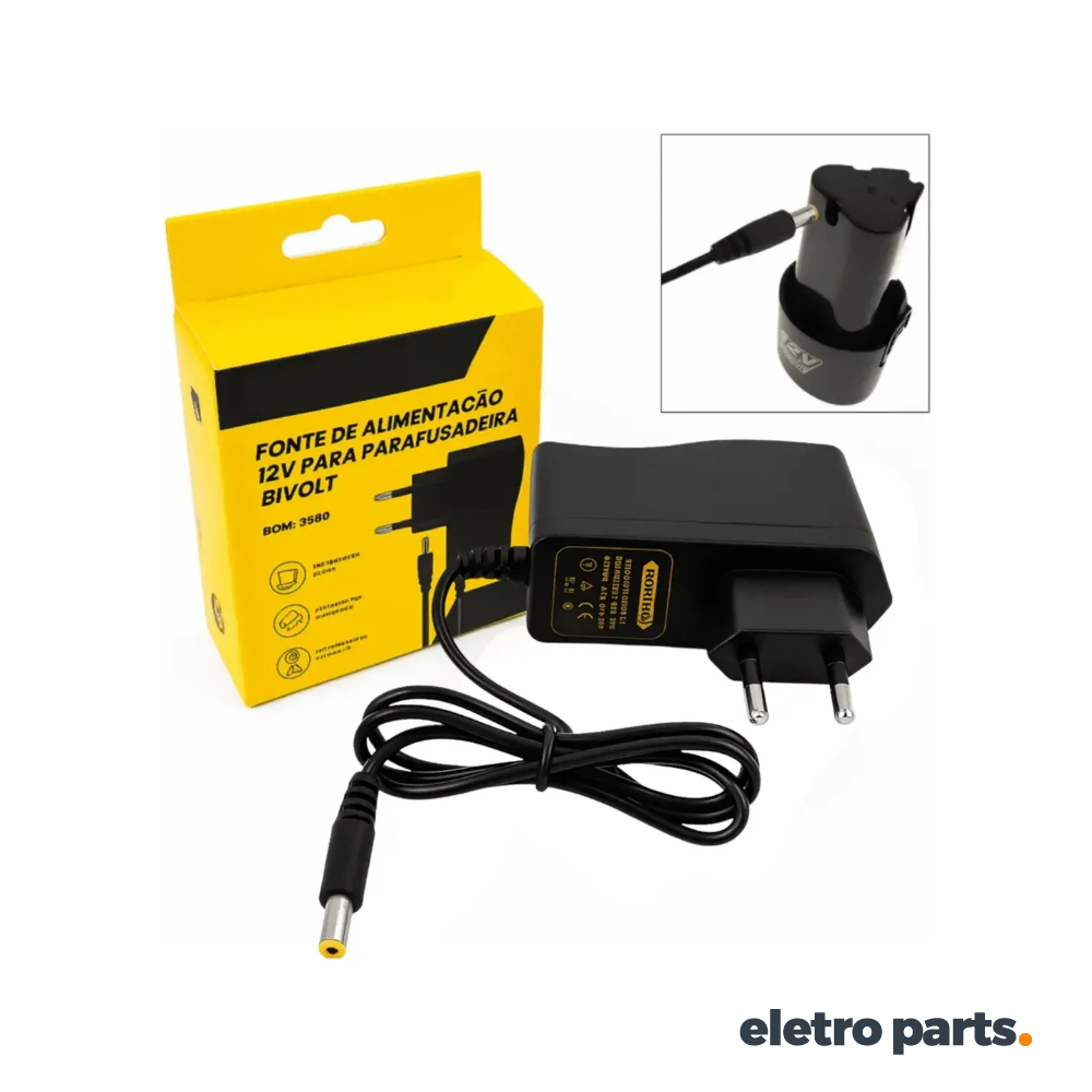 Fonte / Carregador 12,6V 500mA para Bateria de Parafusadeira – Bivolt - Imagem 2