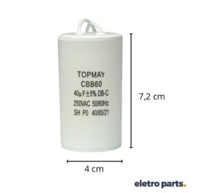 Capacitor ACV 40µF 250VAC – Motor, Bomba – 2 Fios