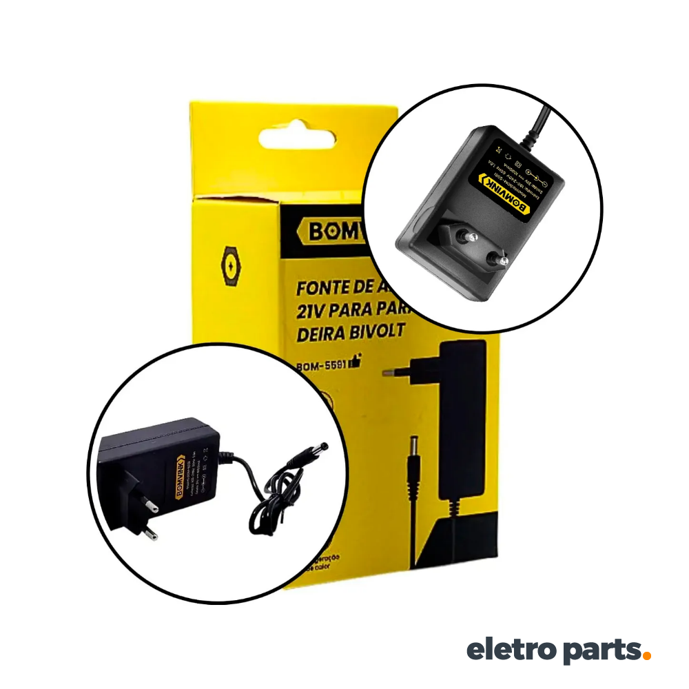 Fonte / Carregador 21V 1A para Bateria de Parafusadeira – Bivolt - Imagem 2