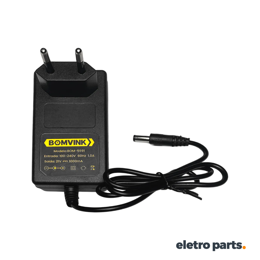 Fonte / Carregador 21V 1A para Bateria de Parafusadeira – Bivolt