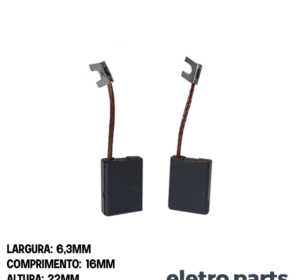 Escova de Carvão p/ Lixadeira Bosch 1321 0/1/4 - 22 x 6,3 x 16 mm (PAR)