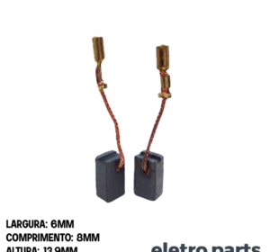 Escova de Carvão para Lixadeira Bosch 1388 - 13,9 x 6 x 8 mm (PAR)