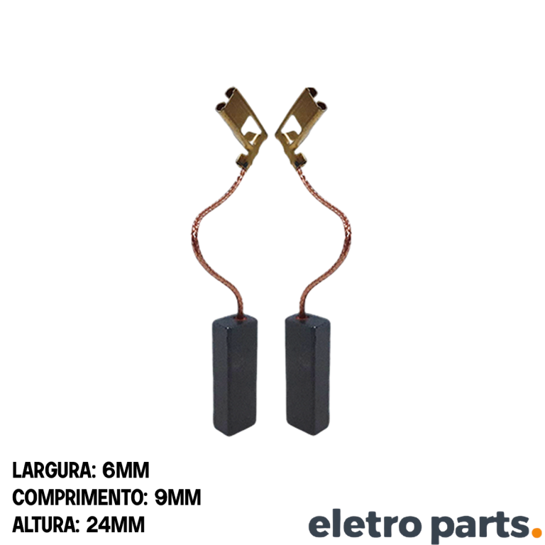 Escova de Carvão p/ Cortador de Grama Trapp Master 500 / Garden - 24 x 6 x 9 mm (PAR)