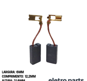 Escova de Carvão para Martelo Bosch/ Serra Circular GKS190 - 21,6 x 6 x 12,2 mm (PAR)