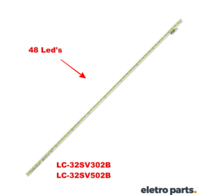 Barra de LED Sharp 32” LC-32SV302B / LC-32SV502B – 48 LEDs 6V – 39,3cm