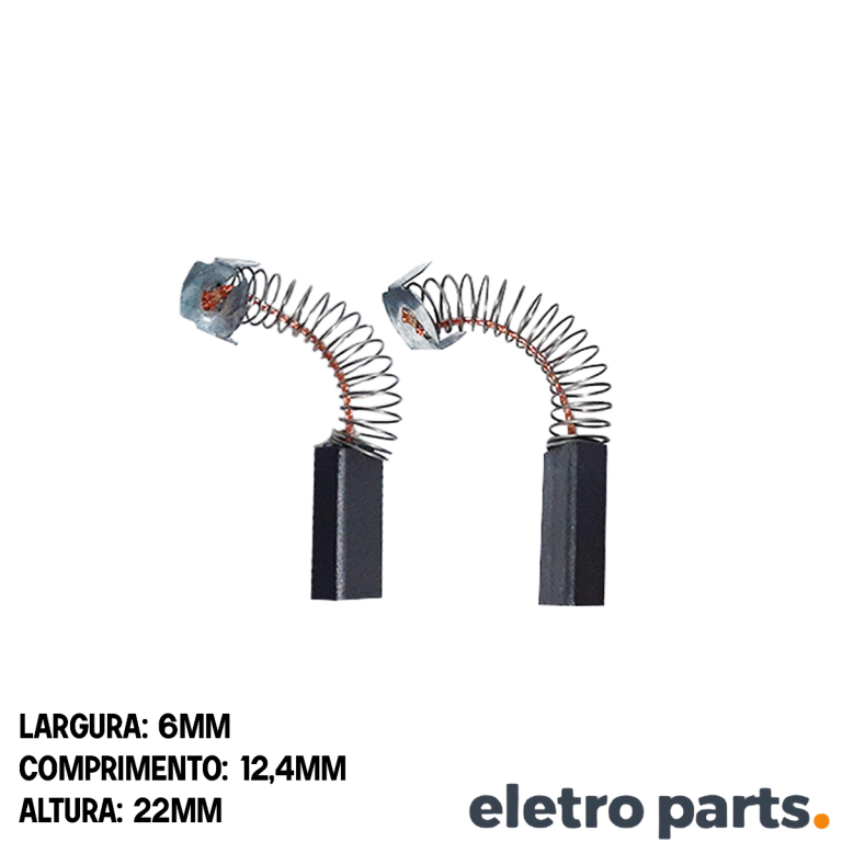 Escova de Carvão Chicote Esmeril Reto Sir - 22 x 6 x 12,4 mm (PAR)