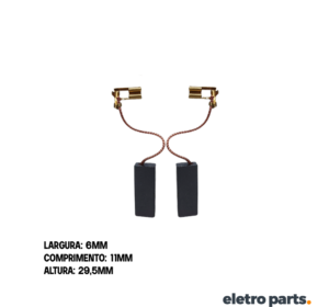 Escova de Carvão p/ Cortador de Grama Trapp Master 1000 - 29,5 x 6,0 x 11 mm (PAR)