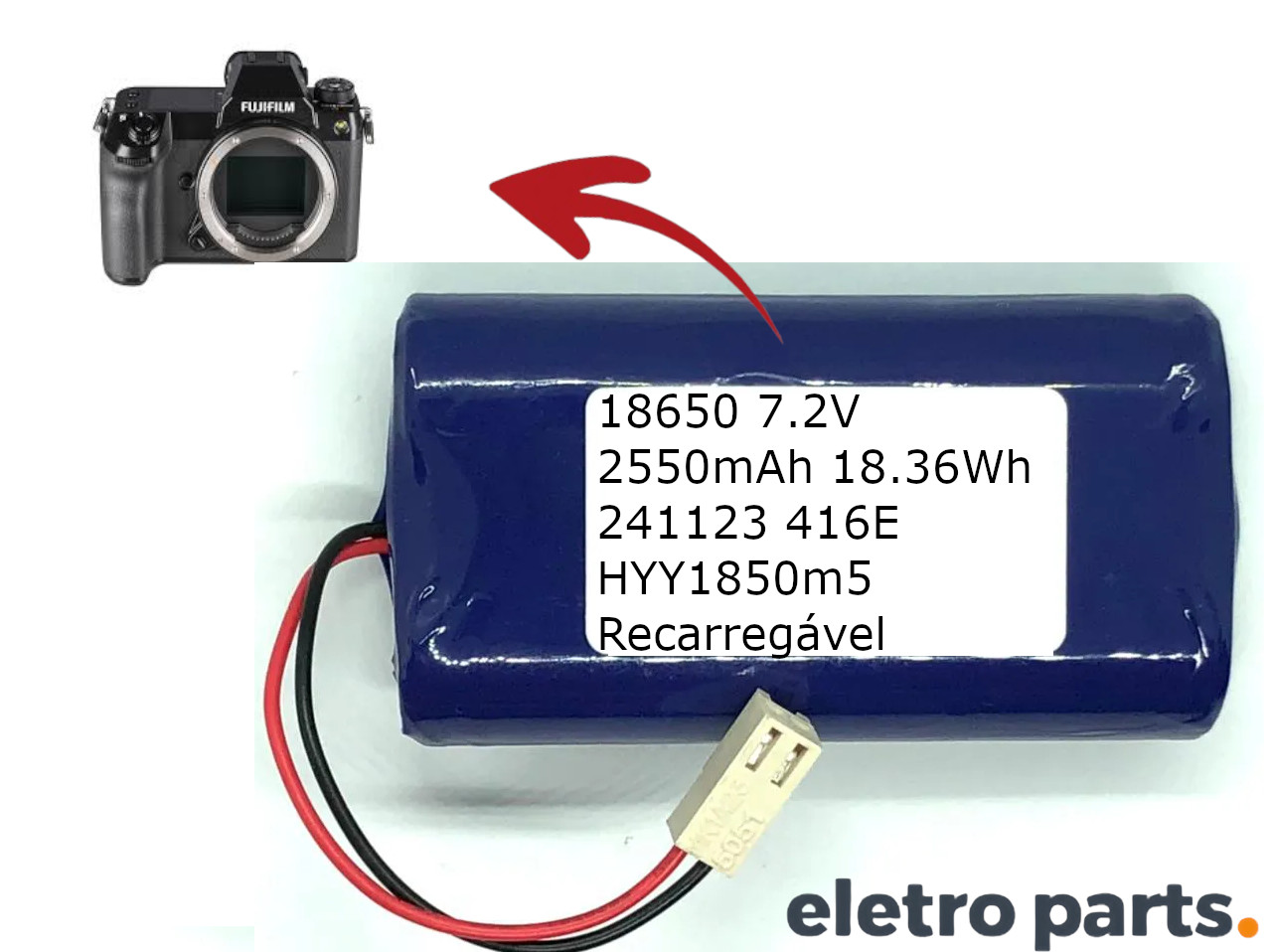 Bateria Li-Ion Recarregável 7.2V 2550mAh - Imagem 2