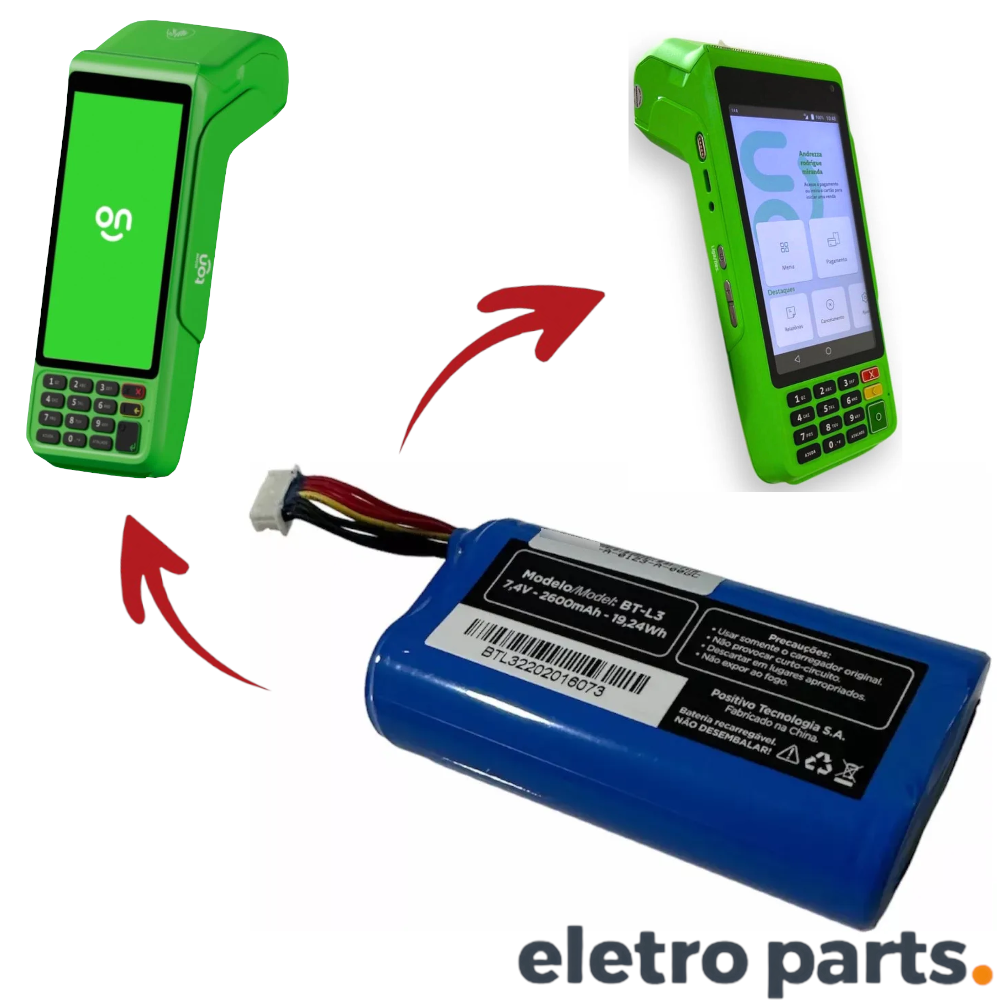 Bateria Li-Ion Recarregável 7.4V 2600mAh p/ Maquininha BT-L3 - Imagem 2