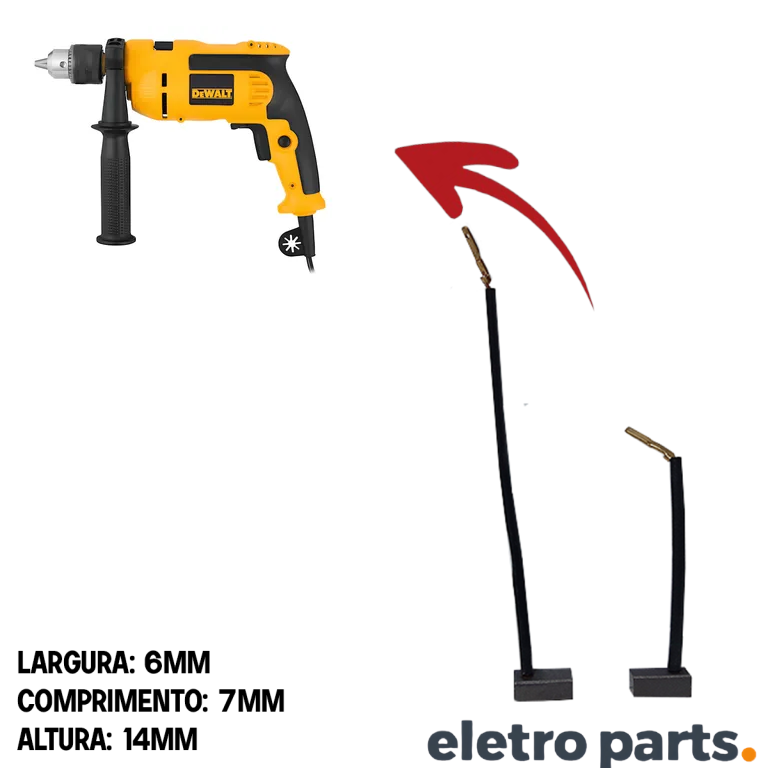 Escova de Carvão para Furadeira Dewalt 502 - 14 x 6 x 7 mm (PAR) - Imagem 2