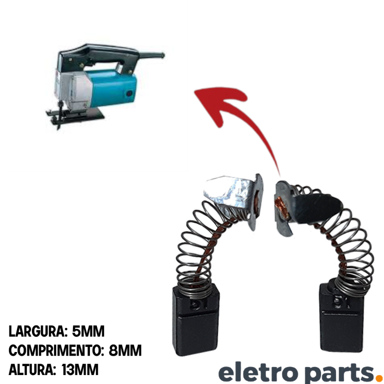 Escova de Carvão p/ Furadeira Makita Serra Tico Tico / Plaina - 13 x 5 x 8 mm (PAR) - Imagem 2