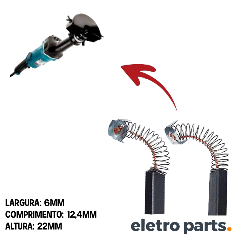 Escova de Carvão Chicote Esmeril Reto Sir - 22 x 6 x 12,4 mm (PAR) - Imagem 2