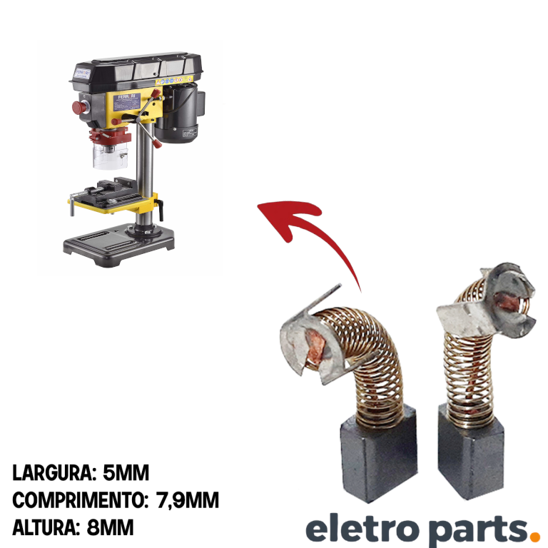 Escova de Carvão p/ Furadeira Ferrari Fir 13-A -- 8 x 5 x 7,9 mm (PAR) - Imagem 2