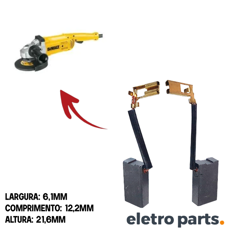 Escova de Carvão p/ Esmerilhadeira Angular Dewalt 474 7 - 21,6 x 6,1 x 12,2 mm (PAR) - Imagem 2