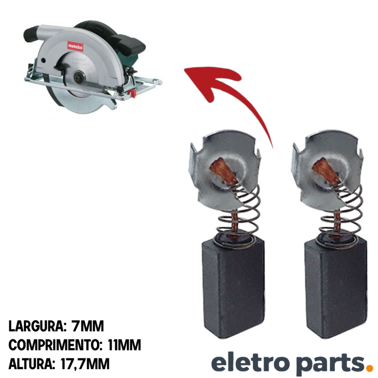 Escova de Carvão p/ Serra Metabo - 17,7 x 7 x 11 mm (PAR) - Imagem 2