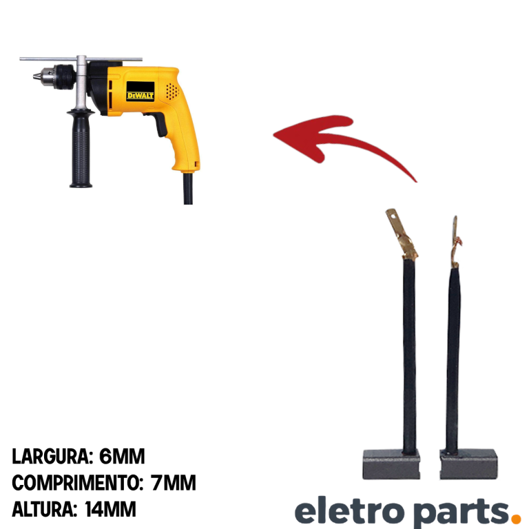 Escova de Carvão p/ Furadeira Dewalt 3/8 107 - 503 - 508 -- 14 x 6 x 7 mm (PAR) - Imagem 2