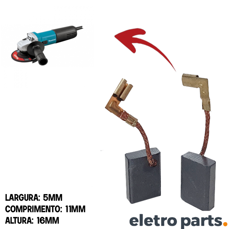 Escova de Carvão para Esmerilhadeira Makita CB325 - 16 x 5 x 11 mm (PAR) - Imagem 2