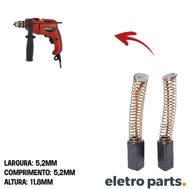 Escova de Carvão para Furadeira Singer - 11,8 x 5,2 x 5,2 mm (PAR) - Imagem 2