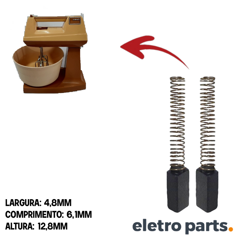 Escova de Carvão para Batedeira Arno BCA - 17,7 x 7 x 11 mm (PAR) - Imagem 2