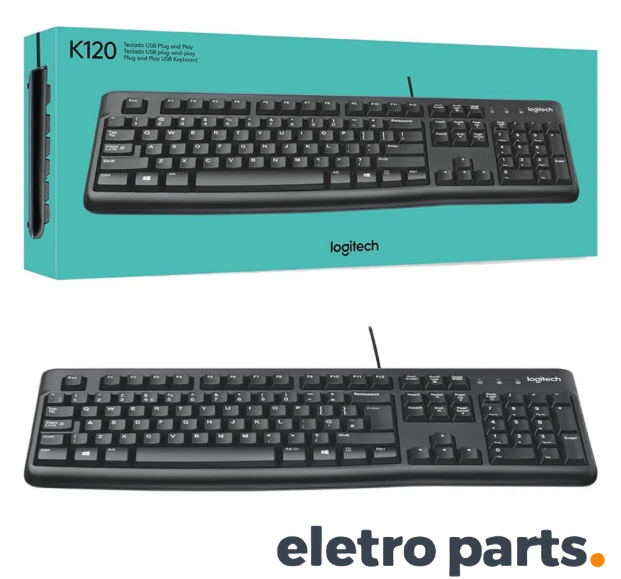 Teclado Logitech K120 Corded USB Preto