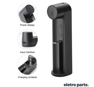 Carregador de Bateria de Lanterna Tática I Carrega Baterias de Lítio Cilíndricas 18650 / 26650