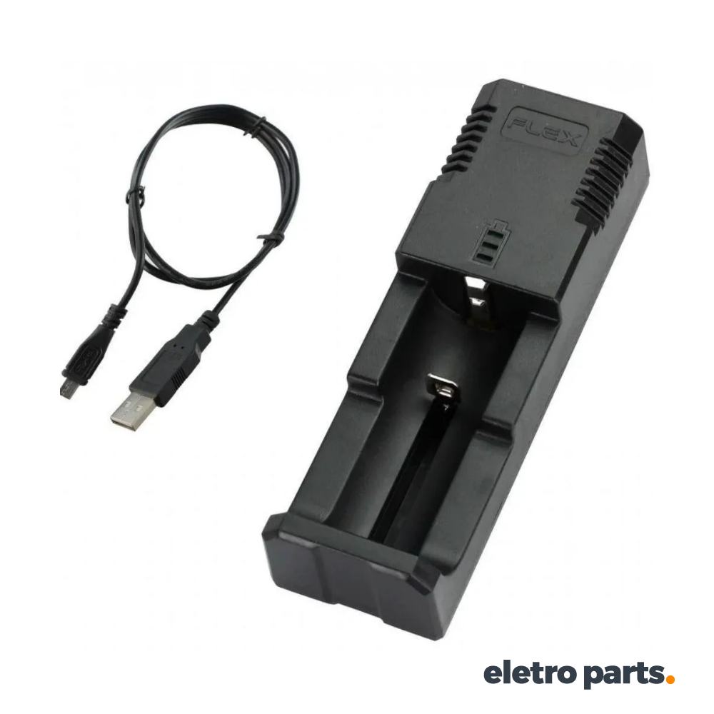 Carregador Universal de Baterias 3.7V / 4.2V / 4.35V I Compacto e Prático p/ Baterias de Lítio Cilíndricas