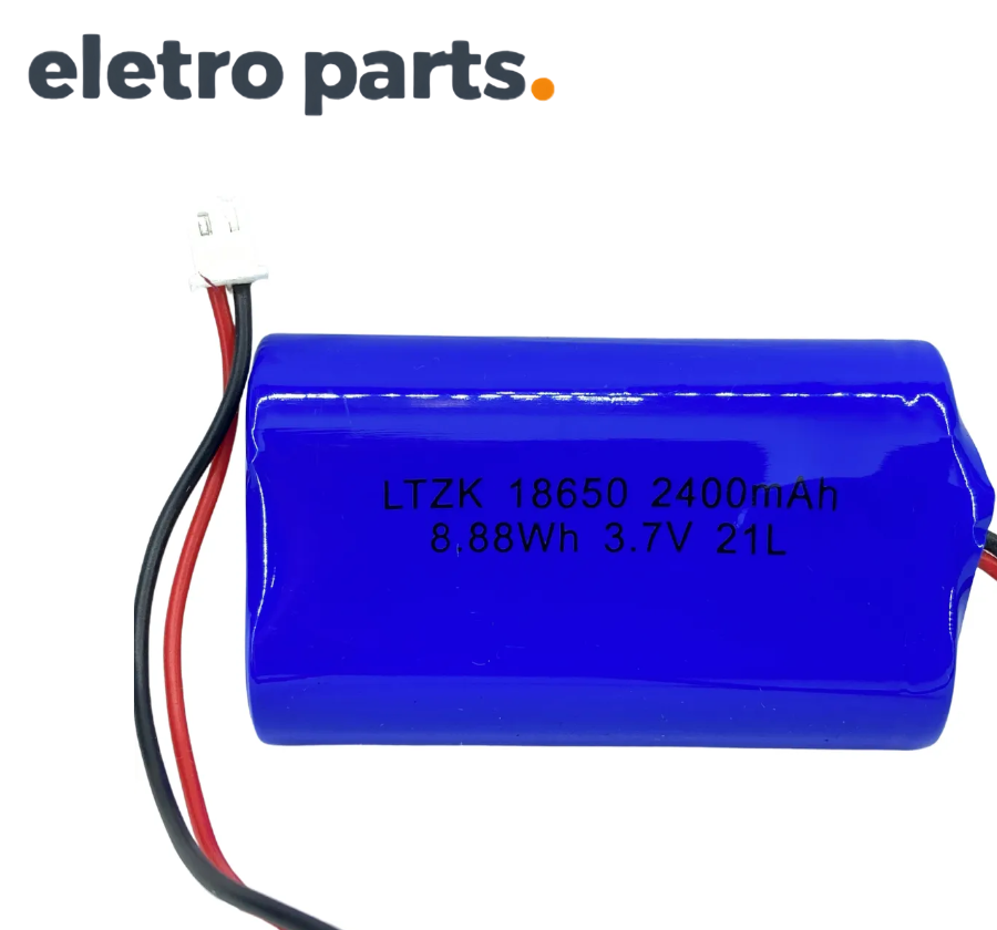 Bateria 2400mAh 3,7V Recarregável - 2 Fios e Conector