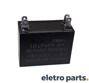 Capacitor CBB61 10uF 250VAC Quadrado Faston 5%