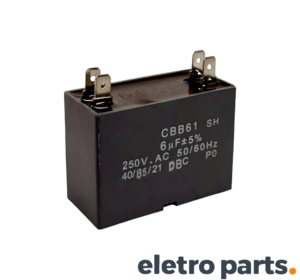 Capacitor CBB61 6uF 250VAC Quadrado Faston 5%