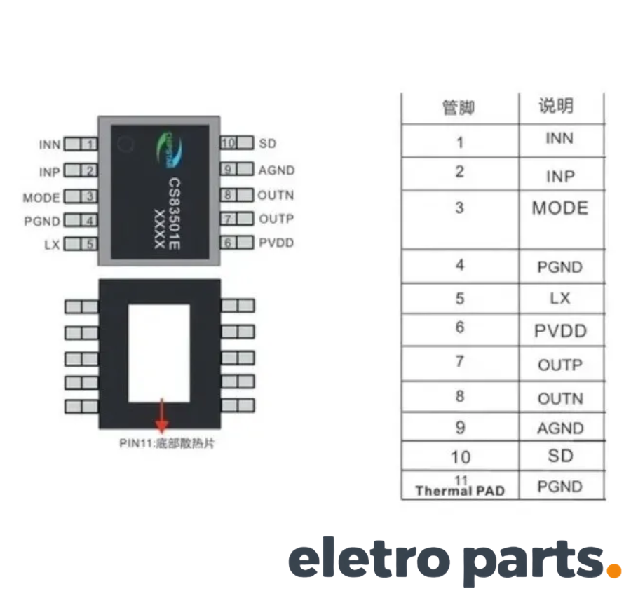 C.I CS83501E Áudio SMD 10 Pinos - Imagem 3