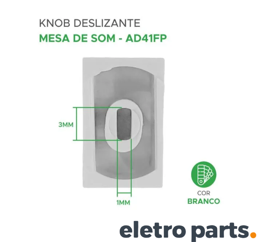 Knob AD41FP Branco 16x10x7mm Para Potenciômetro Deslizante - Imagem 3
