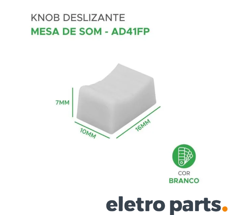 Knob AD41FP Branco 16x10x7mm Para Potenciômetro Deslizante - Imagem 2