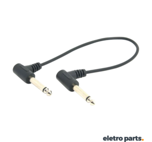 Cabo P10 Mono x P10 Mono 90º – 25 cm | Ideal para Pedaleiras, Instrumentos e Equipamentos de Áudio.