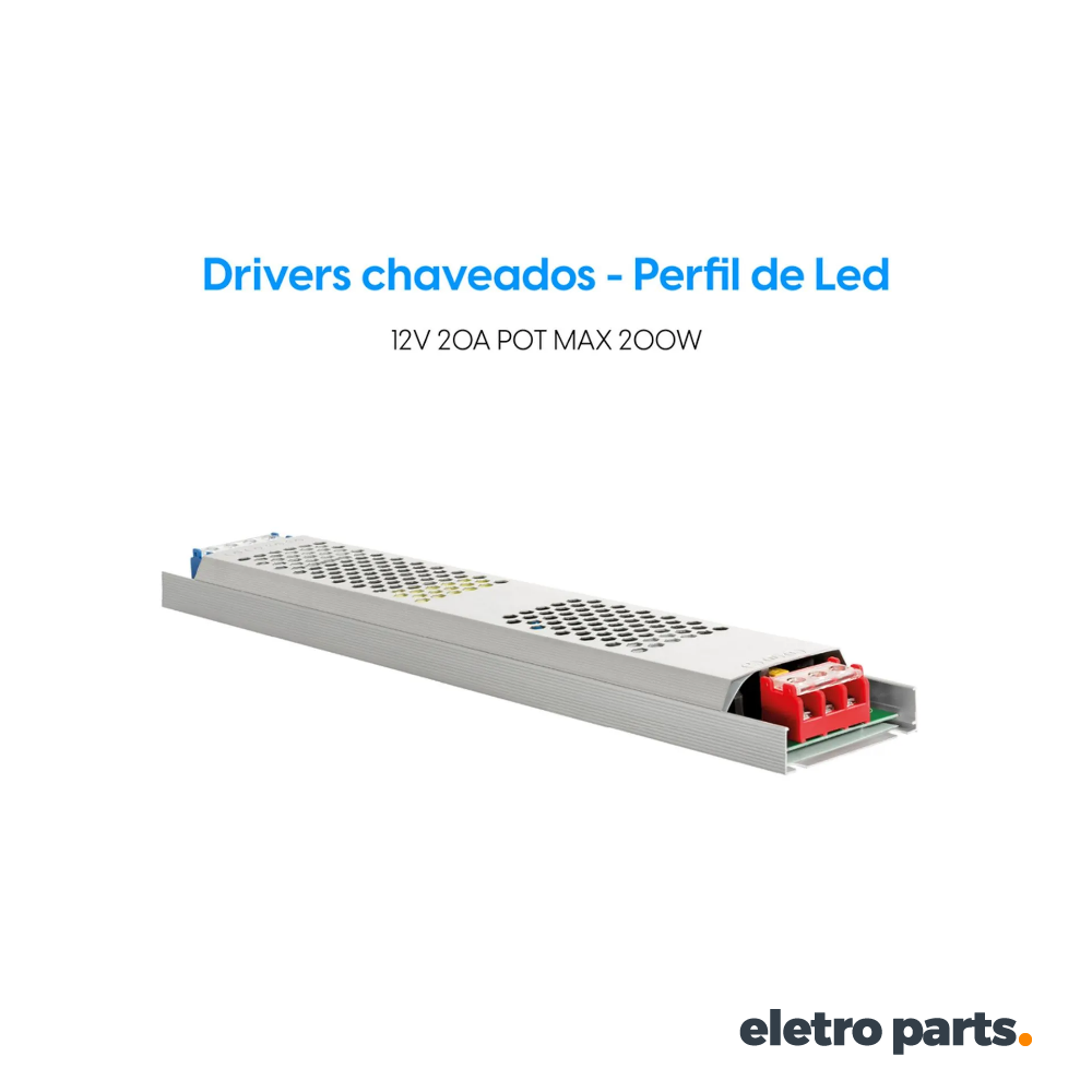 Fonte 12V x 20A / 200W Slim - Elgin I Ideal para Fitas de LED