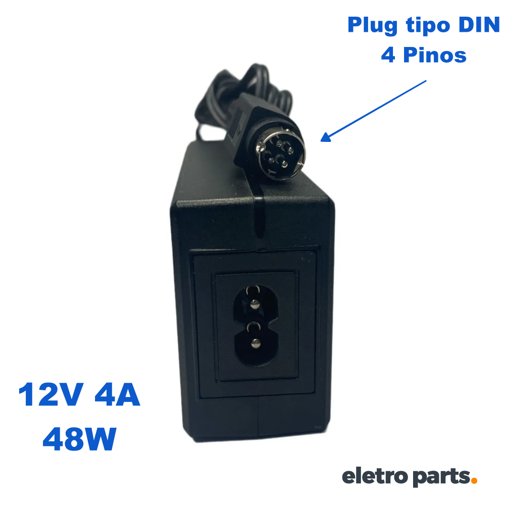 Fonte 12V 4A 48W para DVR – Plug DIN 4 Pinos Bivolt - Imagem 2