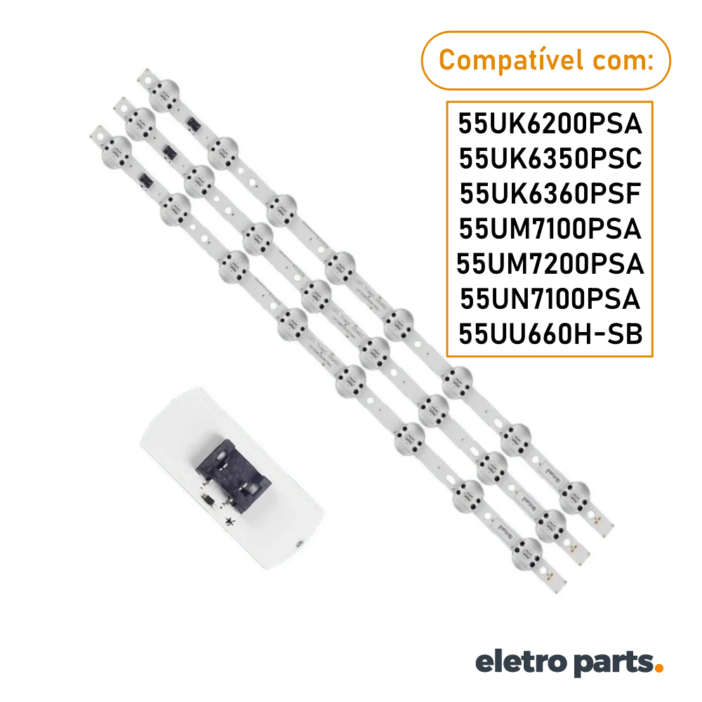 Barra LG 55" 55UK6360PSF 55UK631 55UM7200 - 3 Barras 8 Led 6V
