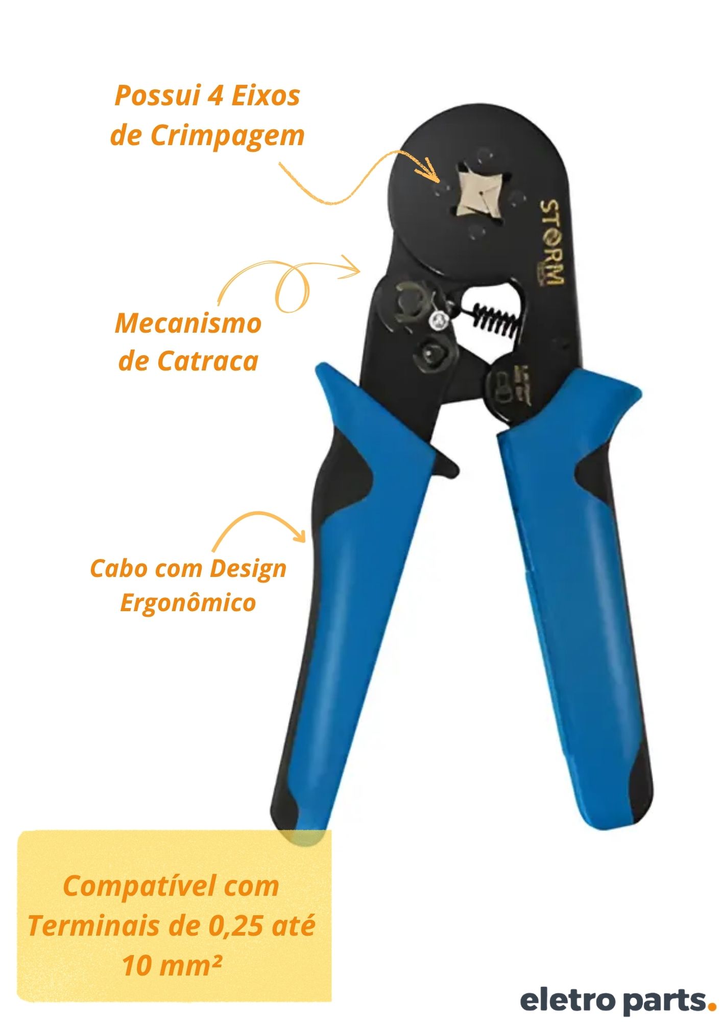 Alicate Crimpador de Conectores Tubulares Storm Tech - Imagem 2
