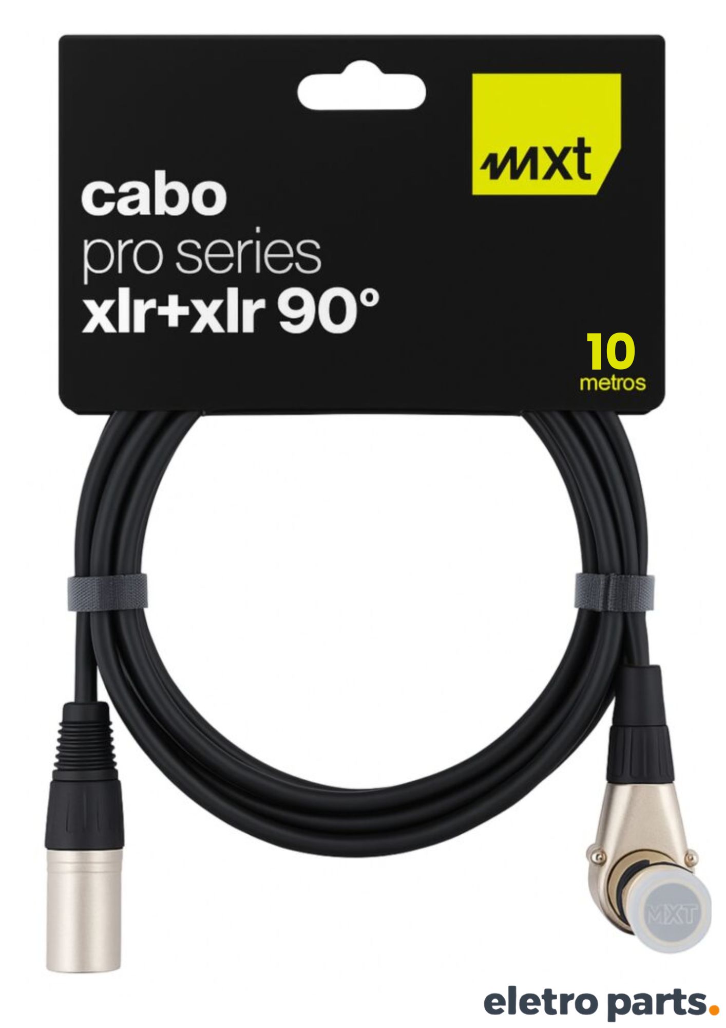 Cabo XLR Macho x XLR Fêmea 90º c/ 10 Metros – MXT Pro Series