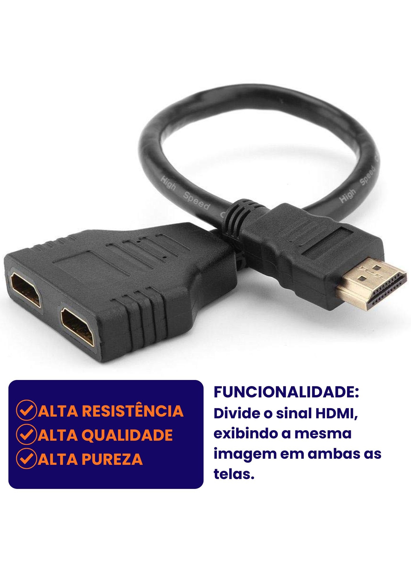 Cabo HDMI 1x2 - Divisor HDMI 1x2 - Imagem 2
