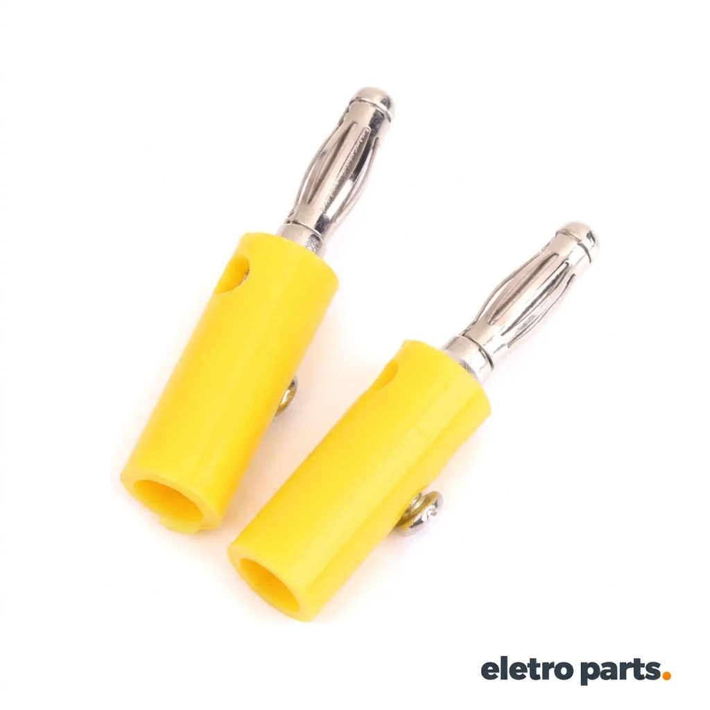 Plug Banana 4mm Amarelo com Parafuso e Derivação