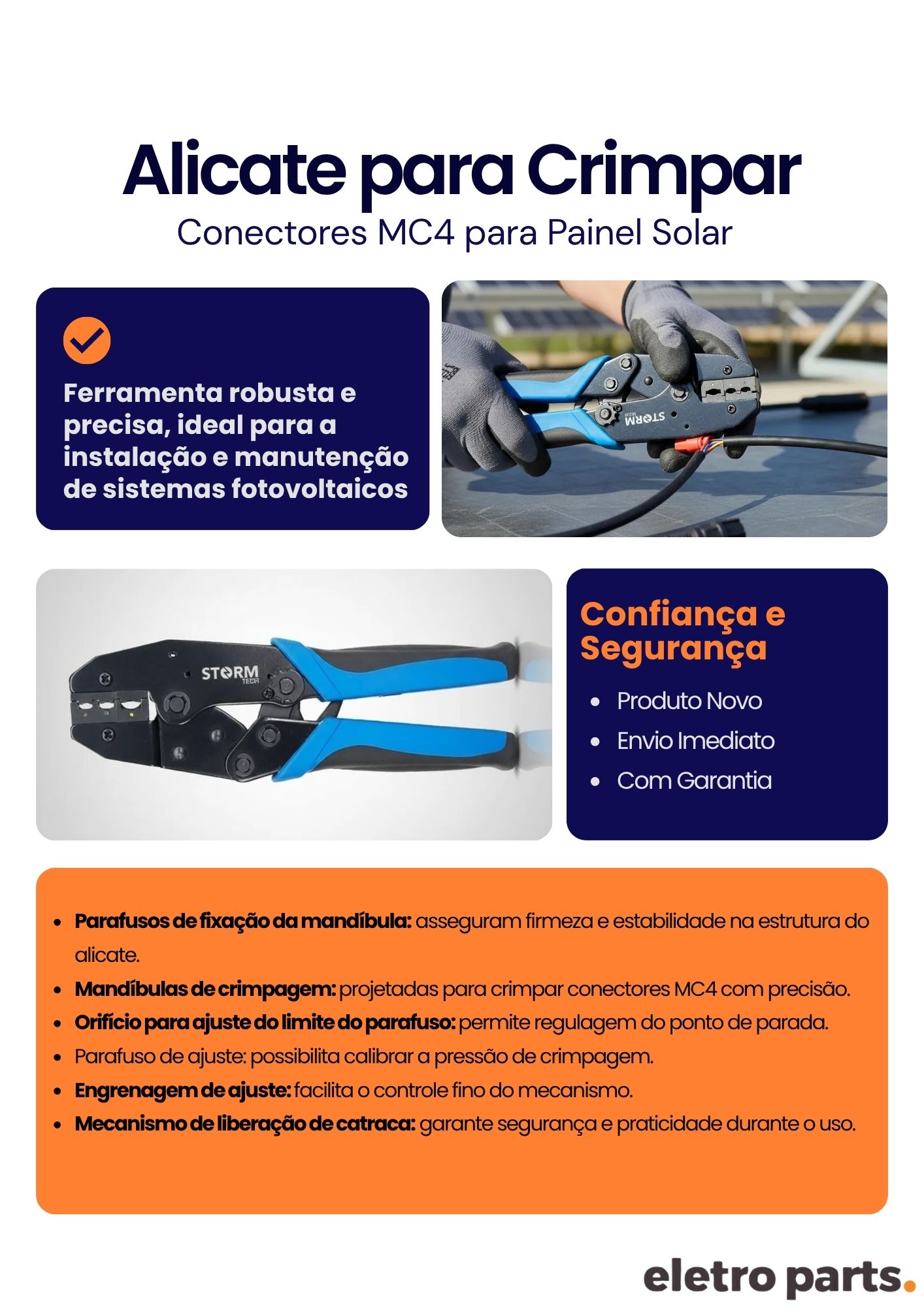 Alicate de Crimpar Conector MC4 - Painel Solar / Storm Tech - Imagem 2