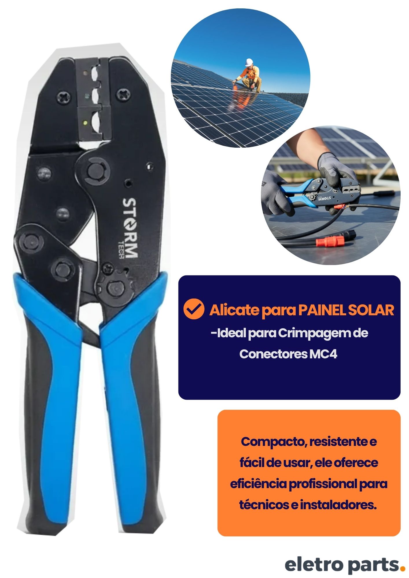 Alicate de Crimpar Conector MC4 - Painel Solar / Storm Tech