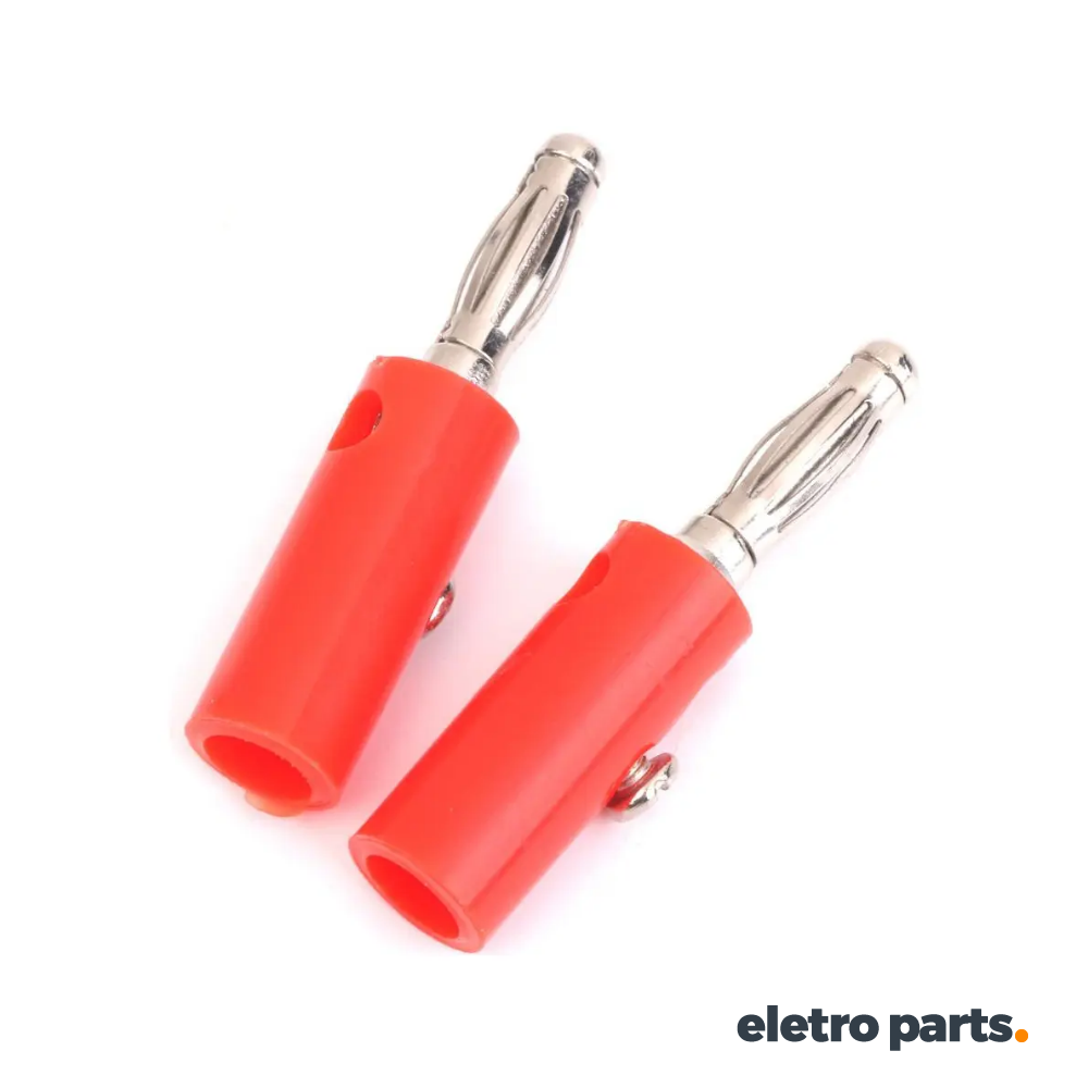 Plug Banana 4mm Vermelho com Parafuso e Derivação