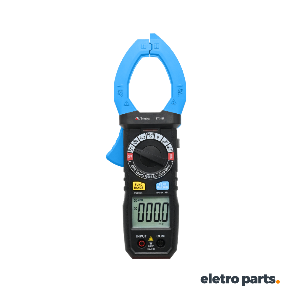 Alicate Amperímetro Digital Minipa ET-3167 True RMS CAT III