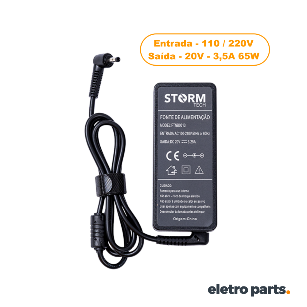 Fonte 20V x 3,25A / 65W Pino 4.0x1.7mm - Notebook Lenovo Ideapad 310 S145 - Imagem 3