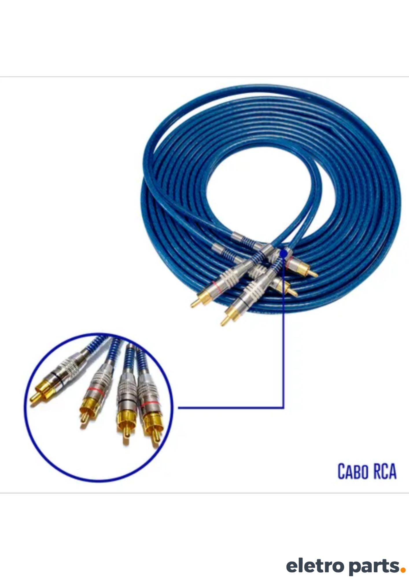 Cabo 2RCA + 2RCA / Dupla Blindagem 5 Metros – Conector Banhado a Ouro - Imagem 4