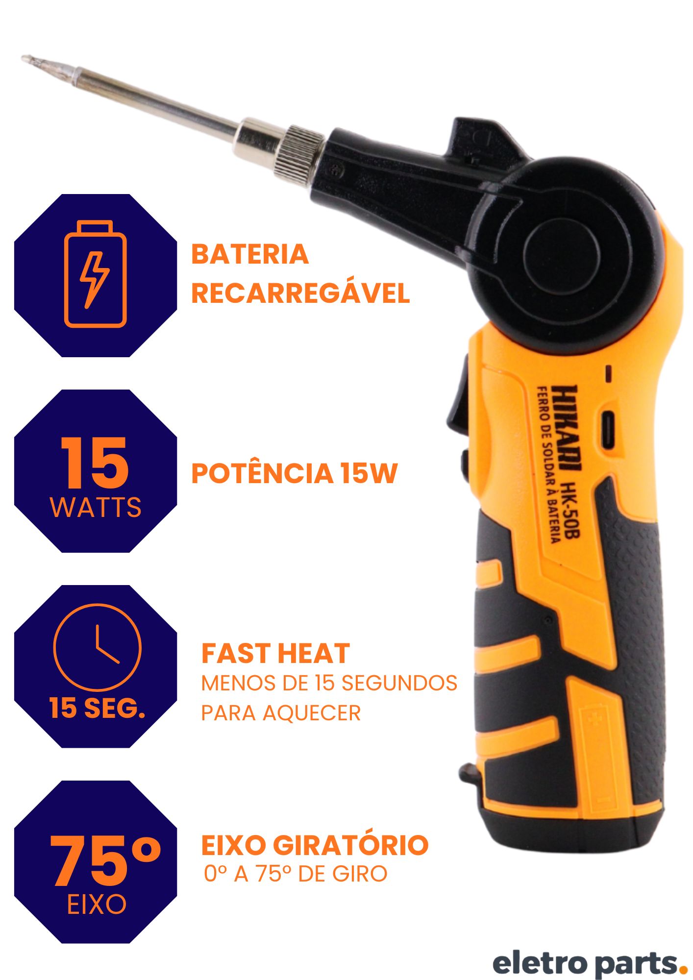 Ferro Solda a Bateria HK-50B - Hikari - Imagem 2