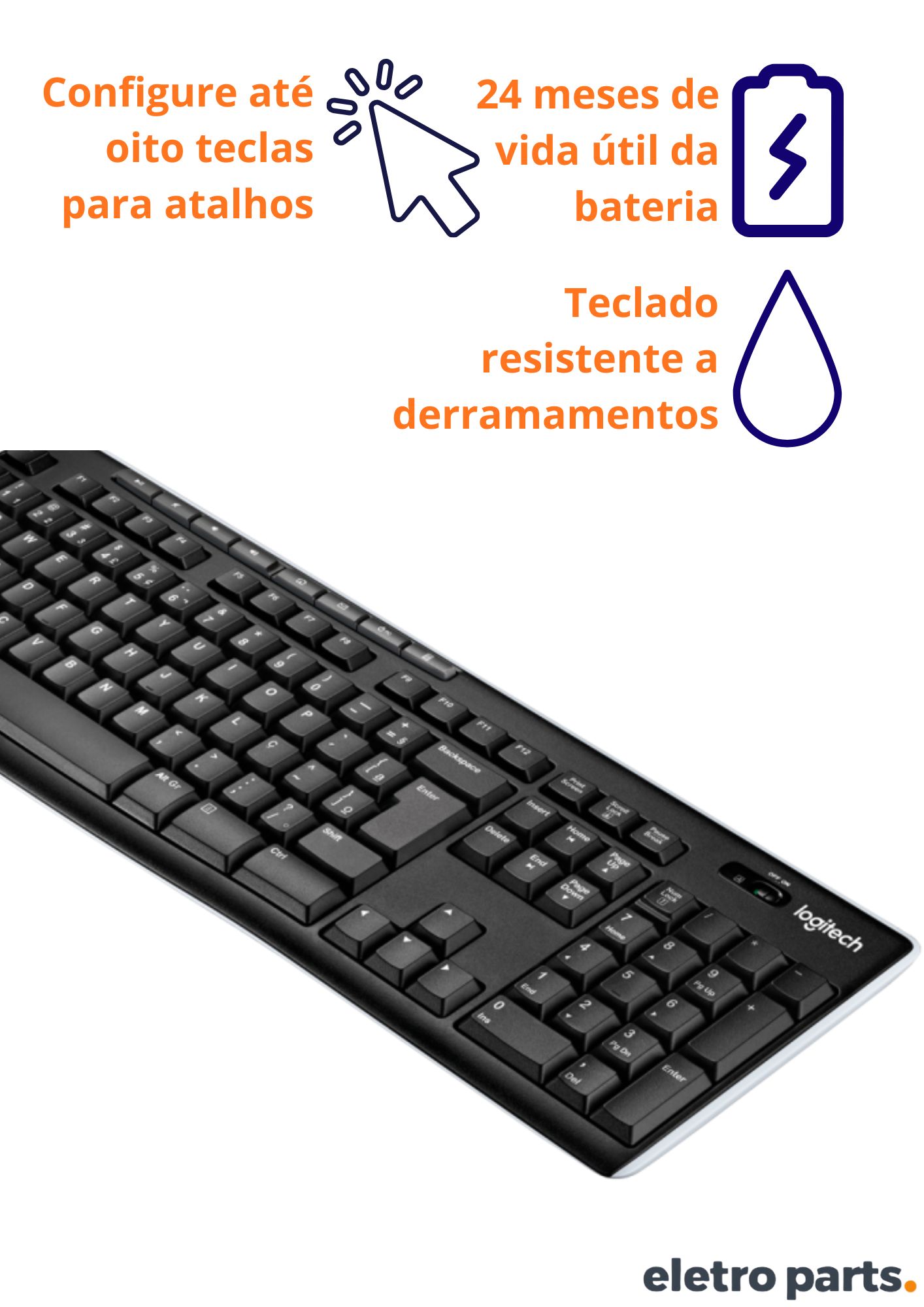 Teclado sem Fio K270 Preto - Logitech - Imagem 2
