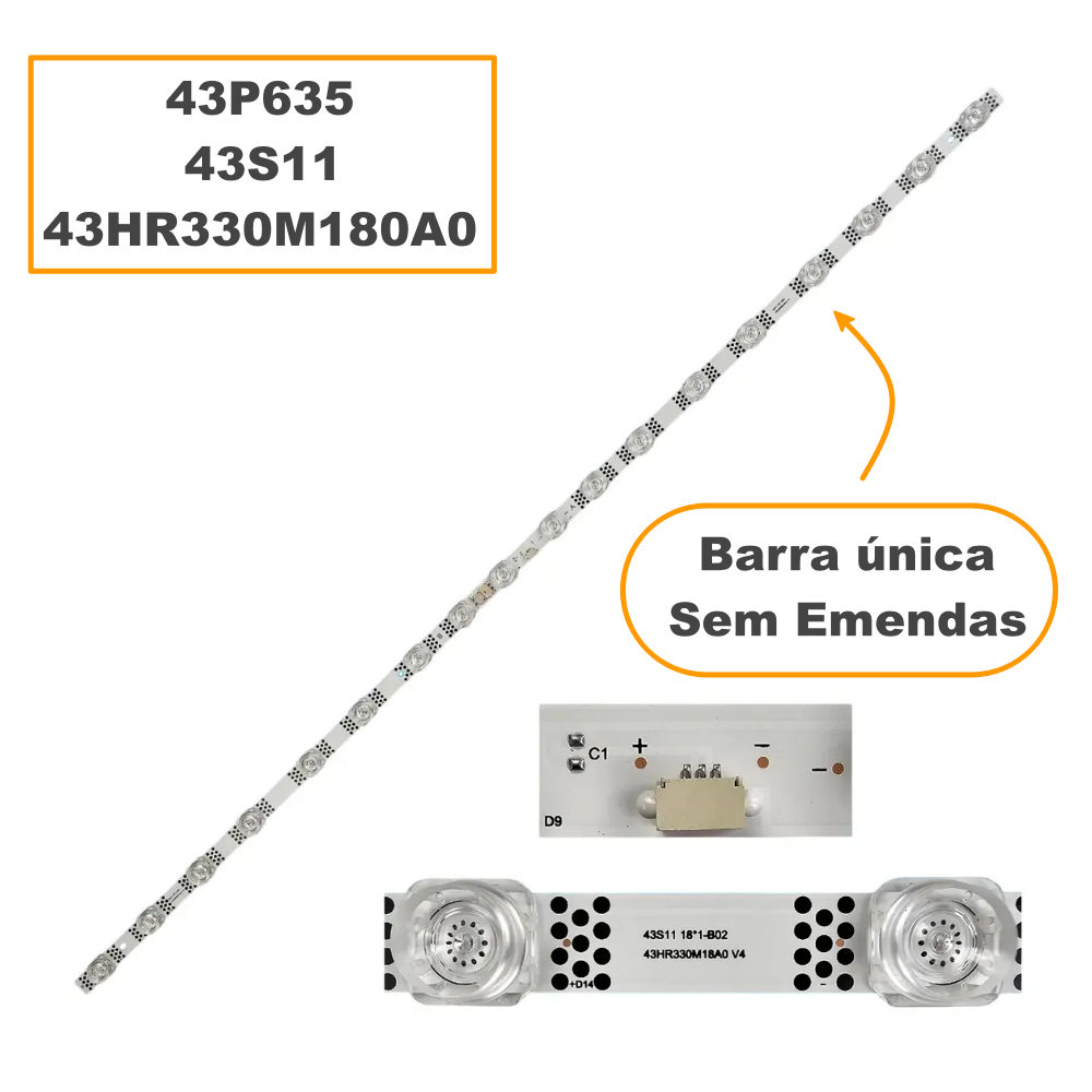 Barra TCL 43" 43P635 / 43S11 / 43HR330M18A0 - Barra 18 Led's 6V - Imagem 3