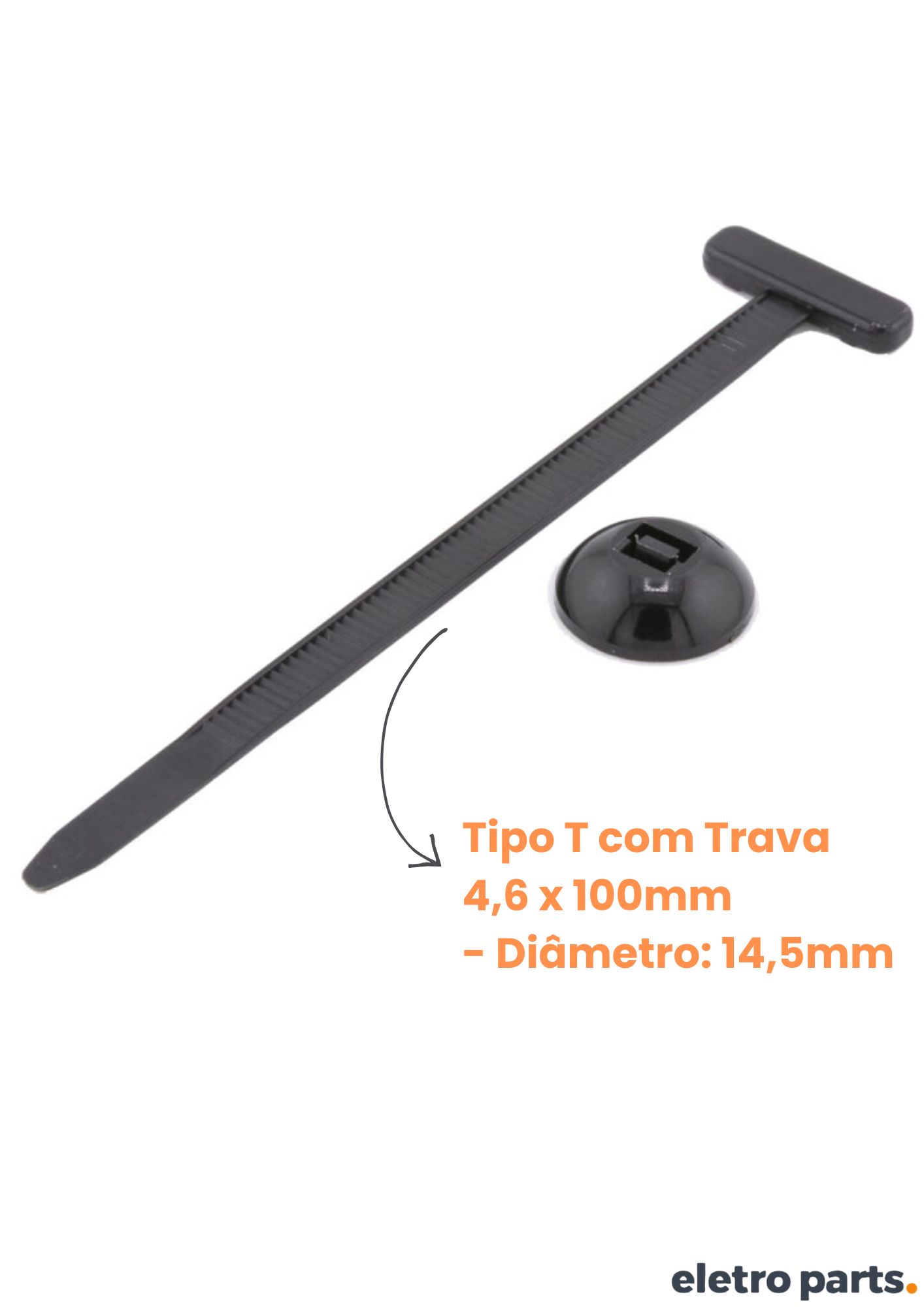 Abraçadeira 100mm x 4,6mm Tipo T - Preta / 50 Peças - Imagem 3